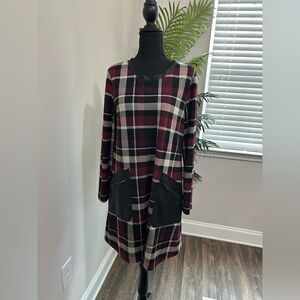Madison‎ Leigh Plaid Dress Leather Trim